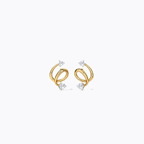 Sleek Twine Diamond Stud Earrings