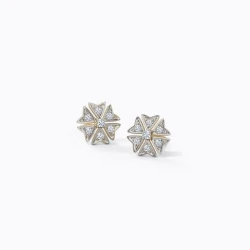 Ornate Floral Diamond Stud Earrings